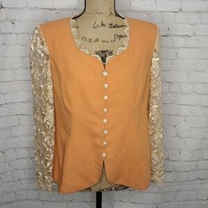 Vintage Handmade Victorian Lace Brocade Romantic Jacket